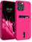 kwmobile Hülle kompatibel mit Apple iPhone 12 / iPhone 12 Pro - Handyhülle mit Kartenfach in Neon Pink