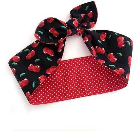 Rockabilly Haarband Wendehaarband Kirschen schwarz rot Pünktchen