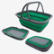 SAMMART 9.2L Collapsible Tub with Handle - Portable Outdoor Picnic Basket/Crater - Foldable Shopping Bag - Space Saving Storage Container (Grey/Bluish-Green, 1)