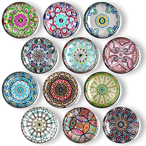 OOTSR 12PCS Refrigerator Magnets Mandala Flower Pattern, Fridge Magnets Kitchen Whiteboard Office Magnets, Perfect Fridge Magnets for House Office Personal Use