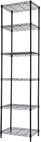 REGILLER 6 Drahtregale aus Stahl, verstellbare Einheitenregale für Waschküche, Badezimmer, Küche, Speisekammer, Schrank (16,7 x 11,9 x 64 cm (L x B x H), Schwarz