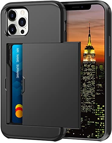 Coolden for iPhone 13 Pro Max Case Wallet Case Armor Shockproof Case Heavy Duty Protective Case Hard PC Back Soft TPU Bumper Card Holder Wallet Case Cover for iPhone 13 Pro Max Phone Case (Black)