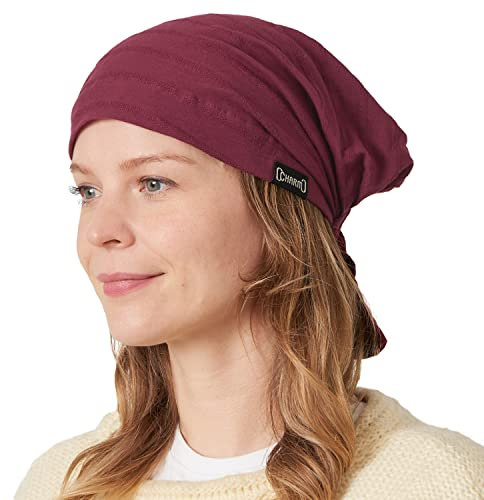 CHARM Baumwoll Kopftuch Turban Bandana - Damen Kappe Tuch Chemo Herren Piraten Burgund