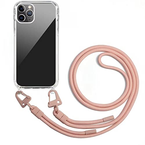 GoodcAcy Compatible with Apple iPhone X/XS Cell Phone Strap,Crossbody Phone Lanyards Cover for Neck Adjustable Wrist Straps, Button Holder Phone Necklace Case for iPhone XS/X Pink
