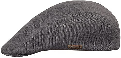 Sterkowski Gecko Schiebermütze Sommer | 100% Leinen Mütze Herren Und Damen | Italienische Peaky Style Lässige Retro Gentleman Gatsby Flatcap Sonnenhut Trendmütze Golf Cap Mittelgrau 61