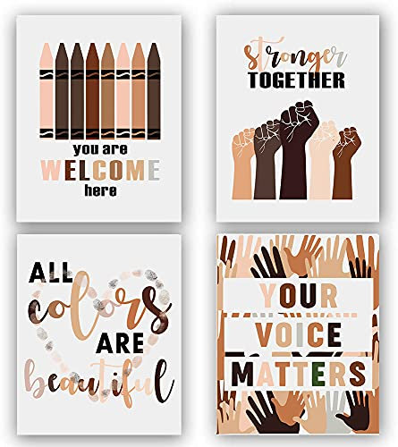TANXM Growth Mindset Poster (27.9x35.6 cm), Klassenzimmer, motivierendes Poster, positive Klassenzimmer-Dekoration, Vielfaltsposter, Kinderzimmer, 4er-Set (kein Rahmen