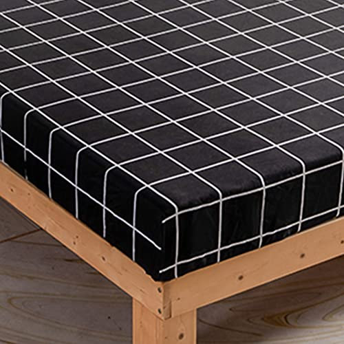 Odot Mikrofaser Spannbettlaken, Drucken Spannbetttücher bis 27cm, Superweiches Spannbetttuch Bettlaken für Einzelbett Doppelbett, für Boxspringbetten (Schwarz Plaid,180x200x27cm)