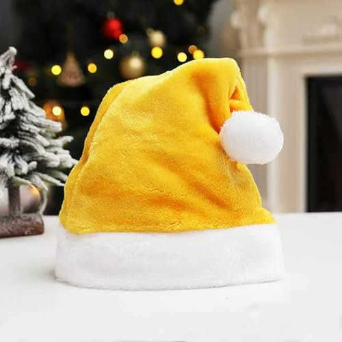 SAMCRY Gold Weihnachtsmütze Benutzerdefinierte Weihnachtsmütze Weihnachtself Mütze Benutzerdefinierte Strumpfkappe Weihnachtsfeier Familie Weihnachtsmützen-Gelb, Benutzerdefinierte Ihren Namen