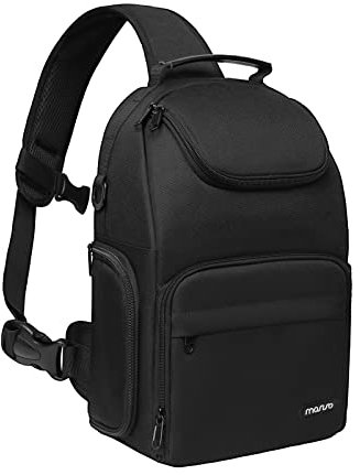 MOSISO Camera Sling Bag, DSLR/SLR/Mirrorless Camera Case Crossbody Sling Backpack for Photographers with Tripod Holder&Removable Modular Inserts&PU Handle Compatible with Canon/Nikon/Sony, Black