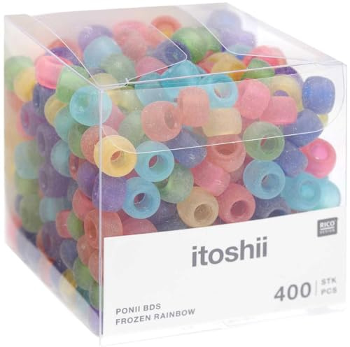 Pony Beads Perlen Regenbogen Gefroren 9 x 6 mm 400 Stück