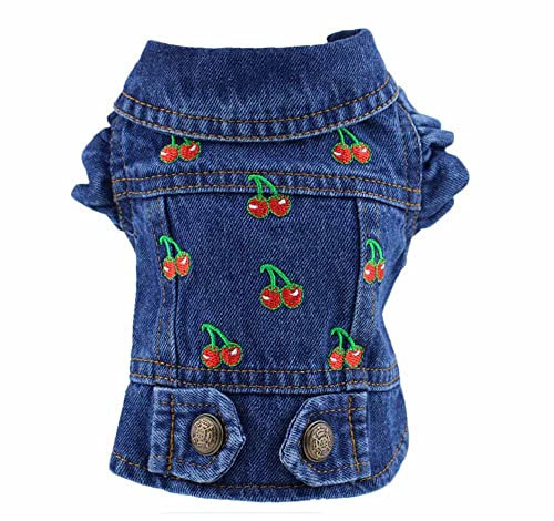 feiling Jeans Hundejacke Vintage Blau Hundeweste Denim-Jacke Haustier Bekleidung Hundemantel für Welpen Kleine Mittelgroße Hunde (XL)