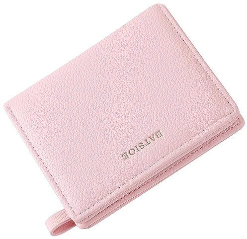 RRANCharltu Geldbörse Damen klein Leder Kleines Portemonnaie Mini Kurzer Damen Geldbeutel mit Zipper Münzfach Brieftasche (Rosa)