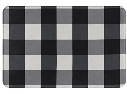 EVIUS Fußmatte, schwarz-weiß, kariert, 40,6 x 61 cm, Willkommensmatte, Eingangsteppich, bleibender Eindruck, mit stilvoller Fußmatte und Willkommensmatte