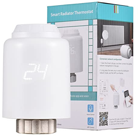 ZigBee Thermostatic Radiator Valve Programmable Smart Radiator Thermostat APP Control Voice Control Compatible with Assistant Window Opened Detection Anti Freezing Function（Zigbee Hub