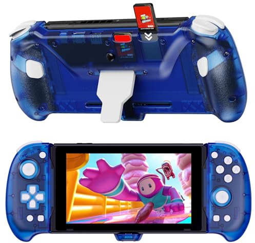 NexiGo Gripcon con Hall Effect, Supporto e Uscita HDMI per Dock TV, Joystick a Sensore Hall per Switch/Switch OLED, modalità Portatile, HDMI Supportato 4K/1080P e Porta USB 3.0, Blu