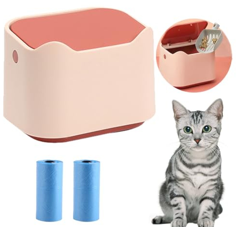 WEWAYKGJ Mini-Mülleimer für Katzenstreu, mit Deckel zum Drücken, inklusive 60 Nachfüllbeuteln