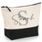 Personalisierte Kosmetiktasche - Schminktasche personalisiert - Kosmetikbeutel - Geschenk Freundin - Geburtstagsgeschenk - (Natur/Schwarz, L)