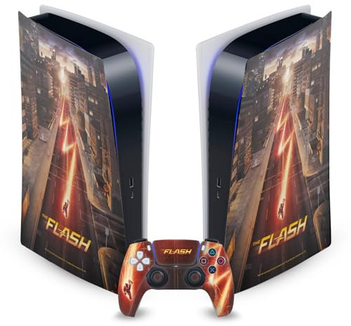 Head Case Designs Offizielle The Flash TV Series Barry Poster Vinyl Frontplatte Haut Gaming Aufkleber kompatibel mit Sony PlayStation 5 PS5 Digital Edition Console and DualSense Controller