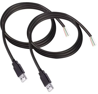 RIIEYOCA 2Pcs USB 2.0 Male Plug 4Pin Bare Wire,USB Power Data Cable DIY Pigtail Cable for USB Equipment Installed or DIY Replace Repair (2m)