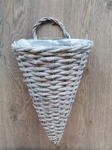 Generisch NEU ! Spitzer Wandkorb ca. 32 cm lang aus Weide Deko Garten Landhaus Hängeampel Wandtopf Körbe Pflanztopf Rattan