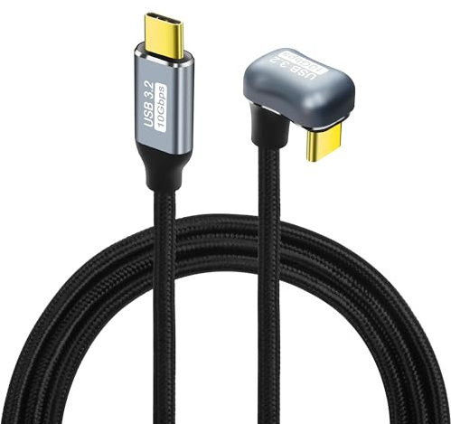 GELRHONR U Shape USB C Fast Charging Cable, 180 Degree Angled USB 3.2 Gen 2 Cable, Type-C Male to Male PD100W Charge Cord, 10Gbps,4K@60Hz,for Laptop,VR,Phones,Pro Max (1M/3.2Ft)