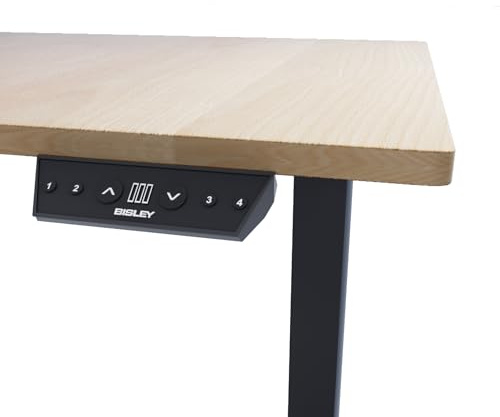 Bisley Home Tisch, Metall, Gestell 333 schwarz Platte 014 ahorn, Medium