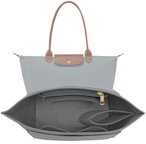 LOUKAYCCI Filz-Geldbörsen-Organizer-Einsatz für Longchamp Le Pliage M Handtascheneinsatz (Hellgrau, Medium)