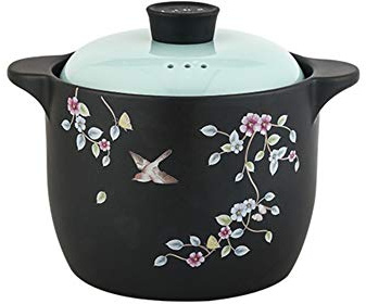 CNBYDK Casserole Dishes with Lids Household Clay Pot Binaural Ceramic Casserole Dish With Blue Lid Cookware Flower And Bird Decoration Earthen Pot High Temperature Resistance Ca