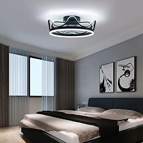 Lamparas de techo , Ventilador de techo sin aspas con luces, control remoto, 22 pulgadas, moderno, de perfil bajo, con aspas invisibles, montaje empotrado, aspas ocultas for dormitorio y sala de estar