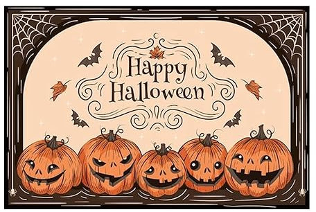 Dislsokrhov Halloween Fußmatte Kürbis Süßer Geist Welcome Fußmatte Home Kokos Fußmatte Halloween Für Innen Fußmatte Waschbar Schmutzfangmatte Terrasse, Eingangsbereich #2Khaki Einheitsgröße