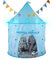 RELSY Weiches blaues Pop-Up-Zelt für Kinder, inklusive 3 Meter blauen LED-Lichtern und Wimpelkette, Jungen-Spielzelt im mongolischen Schloss-Stil, 135 x 100 cm