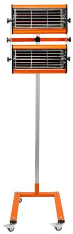 TESUGN Infrarot Lacktrockner mit Ständer, 2X1000W Spray/Backen Infrarot-Lackhärtungslampe, Autolack Strahler Aushärtungslampe, Drehbarer Lampenschirm, Karosseriereparatur Lacktrockner