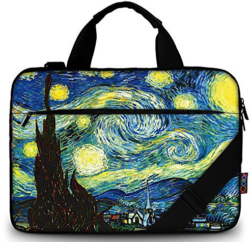 icolor Housse de protection pour ordinateur portable 13 15 avec bandoulière, sacoche pour ordinateur portable 15,6 , en toile, support pour tablette, bloc-notes, sac à main, porte-documents, Nuit