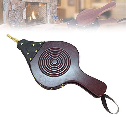 HBALDTEDC Blasebalg für die Feuerstelle, Kaminbalg, Holz-Luftgebläse, Leder-Feuerbalg, Gussdüse mit hängendem Lederband, Luftgebläse 45 x 19,5 cm