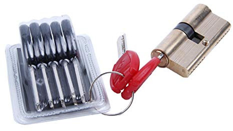 Cylindre de porte de sécurité en laiton, serrure à cylindre, serrure de porte d'entrée, serrure de porte à barillet 65 MM 32,5/32,5 avec serrure à barillet de porte à cylindre en laiton à 7 clés(Black