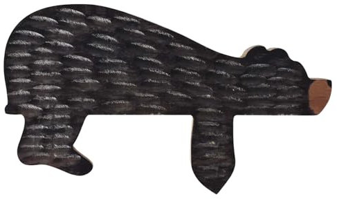Decoración de Puertas y Paredes, Adornos de Madera Hechos a Mano, Adornos de Madera de Oso Marrón para Marcos de Puertas, Salones, Dormitorios, Librerías (Negro)
