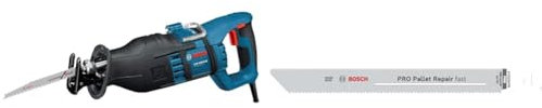 Bosch Professional Säbelsäge GSA 1300 PCE + 5x PRO Pallet S1022HFR Repair fast Säbelsägeblatt (für Stahl, Holz mit Nägeln, Länge 200 mm, Zubehör)