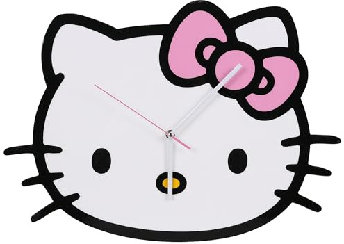 sarcia.eu Hello Kitty Wanduhr XL für Kinderzimmer, Grosse analoge Wanduhr 50x35,5 cm (A)