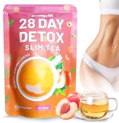 1 Packungen Detox Tee zum Abnehmen, Detox Cleanse Weight Loss Tea, Natural Körper Formender Tee, Natüirlich Oolong & Pfirsich Mischung zur natürlichen Entlastung, Sanfte Entgiftung,(28pcs)