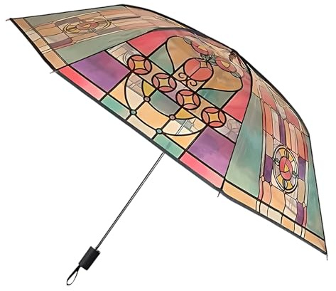 Vintage Parasol Umbrella – Stylish Clear Stained Glass Umbrella | Elegant Stained Glass Umbbrella | Strong Frame Rain Protection Parasol For Weddings Parties Outdoor Travel