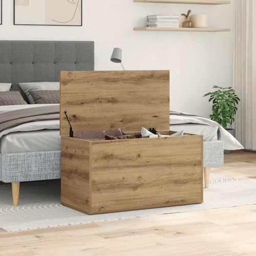 Mokuyary Aufbewahrungstruhe Artisan-Eiche 84x42x46 cm Holzwerkstoff Aufbewahrungs-Truhe, Sitzbank Bank,Betttruhe mit Stauraum Sitztruhe für Flur, Schlafzimmer, Wohnzimmer