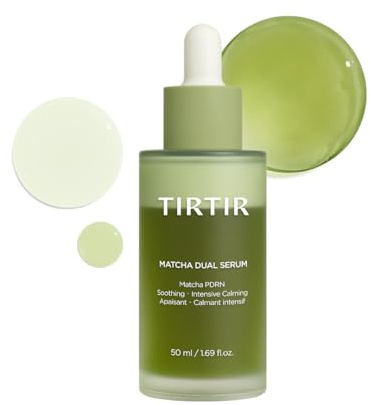 TIRTIR Matcha Dual Serum | Irritated Red Skin Relief & Glass Skin Glow with 20.000ppm Vegan Matcha PDRN, 5% Niacinamide, Hydrating Non-Sticky, Korean Face Serum for Sensitive & Acne Prone Skin