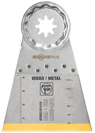 Fein E-Cut Bi-Metall Sägeblatt mit TiN-Beschichtung (50 x 65 mm, 1 Stück, Bis zu 4-mal längere Lebensdauer, Holz, Gipskarton und Kunststoffe, geschränkte Holzverzahnung für hohe Schnittqualität)