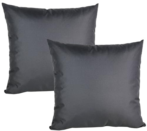 JACK 2er Set 60x60cm Outdoor Kissenhülle Bezug Kissen Hülle Lounge Garten Einfarbig, Farbe:Anthrazit