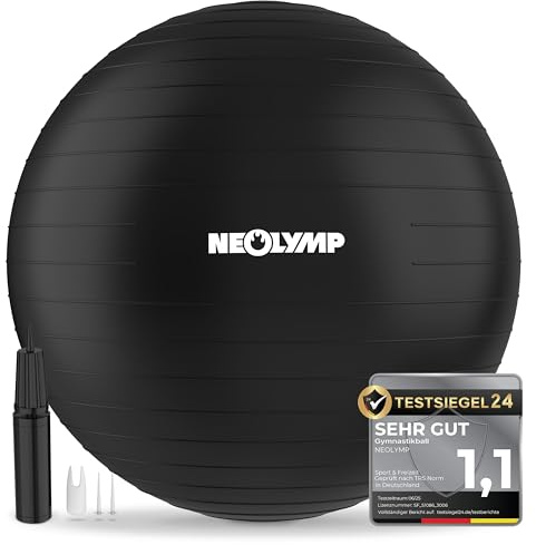 NEOLYMP Gymnastikball - Sitzball Büro ergonomisch in 3 Größen S/M/L - bis 300 kg belastbar, rutschfest & Anti Burst - Pilates Ball, Pezziball, Schwangerschaftsball, Yoga Ball für Homeoffice