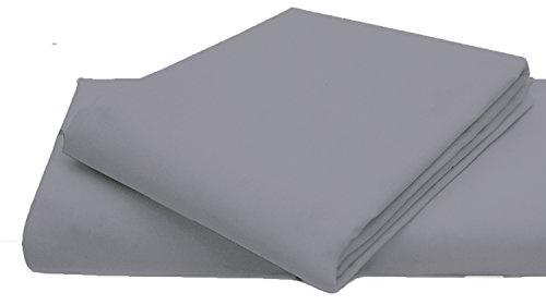 AmigoZone Cotton Percale Easy Care Polycotton Flat Sheet (Grey, Super King)