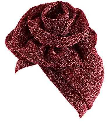 Surkat Glänzende Blume Turban Schimmer Chemo-Kappe Hairwrap Headwear Beanie Haar Schal, Weinrot, Einheitsgröße