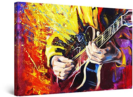 Startonight Impression sur Toile Musique de Guitare - Tableau Abstrait - Decoration Murale Salon Moderne - Image sur Toile - 60 x 90 cm Idée Cadeau Élégante et Originale Effet Lumineux Nocturne