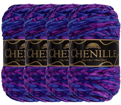 JubileeYarn Chenille Yarn - Worsted Polyester - 100g/Skein - Elysium - 4 Skeins