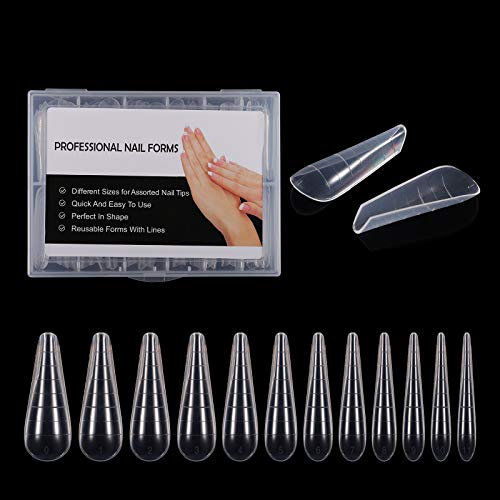 BNG 120 Stück Nagel Dual Formen für Polymer Gel, Profi Flache Quadratische Full-Cover Nägel Verlängerungs Formen, Wiederverwendbare Acryl Nagelformen, DIY Maniküre für Anfänger